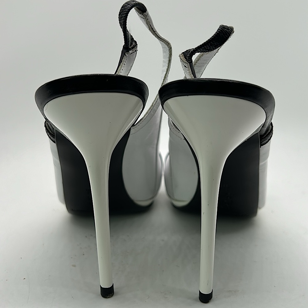 Gianmarco Lorenzi Sexy Black/White Leather Stiletto Heels Shoes **Size 40** 🔥🔥 - Picture 5 of 8